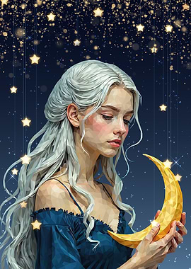 Woman Holding Crescent Moon