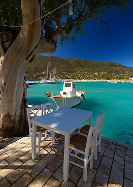 Mediterranean Harborside Table, Greek Island