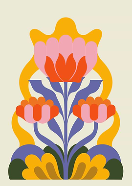 Retro Folk Floral – Mid-Century Modern Scandinavian