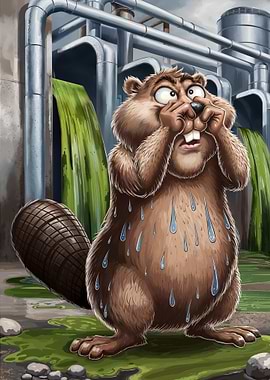 A sweaty beaver caught in a sticky situation.