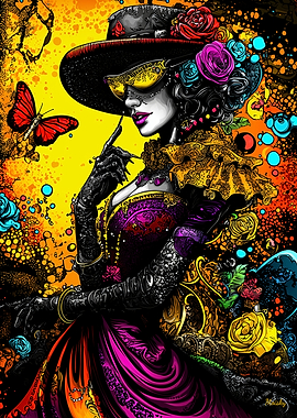 Baroque Gothic Elegance – Mysterious Victorian Lady in Ornate Fashion