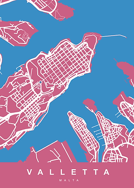 Valletta City Map Malta