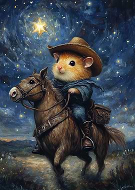 Hamster Cowboy Under Stars