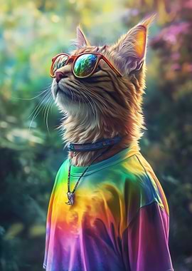 Cool Cat in Tie-Dye Shades