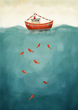 Red Boat and Fish