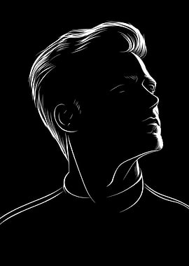 Chris Evans White line drawing Poster Art