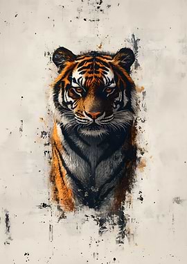 Tiger Portrait with Splashes