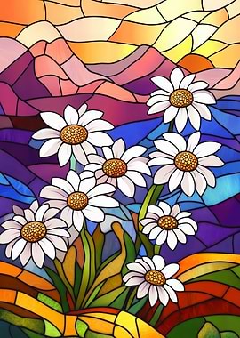 Stained Glass Daisies