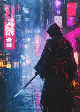 Samurai in Neon Rain