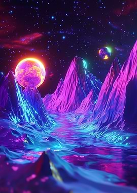 Neon Mountainscape
