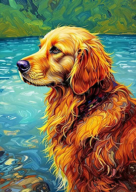 Golden Retriever by the Lake