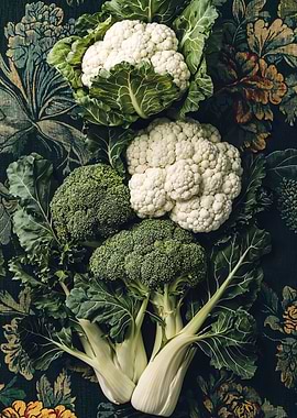 Cauliflower and Broccoli Still Life