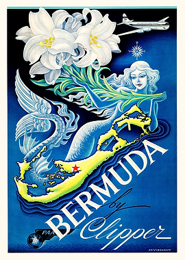 Bermuda by Clipper Vintage Poster