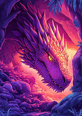 Purple Dragon in Cave