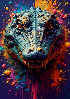 Crocodile in Color Splashes