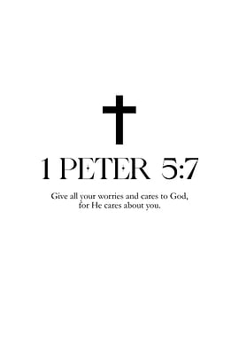 1 Peter 5:7 Bible Verse Minimalistic Inspirational Motivational Scripture