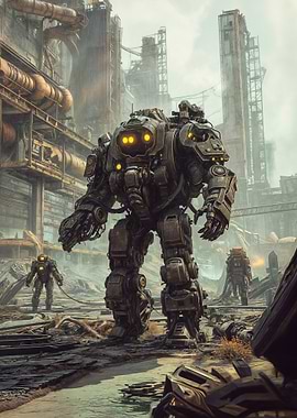 Giant Mech in Post-Apocalyptic City