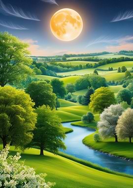 Serene Moonlit Valley