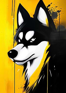 Black and Yellow Wolf