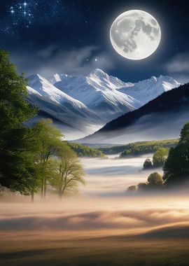 Mountain Moonlit Landscape