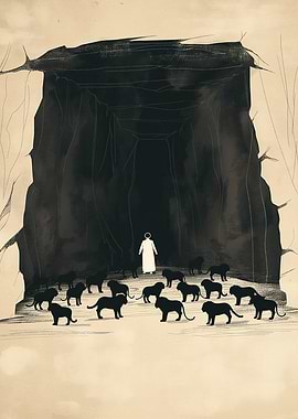Daniel Facing Lions in Cave