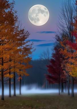 Autumn Moonlit Forest