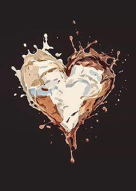Chocolate and Milk Heart Splash