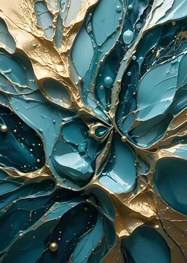 Abstract Gold and Teal Swirls