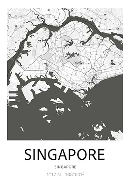 Singapore Map Print