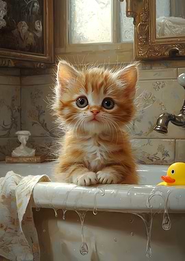 Bathtime Mischief: The Adorable Cat in Trouble