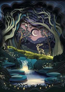 Papercut Forest Night