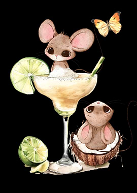Mice Enjoying Coconut Margarita
