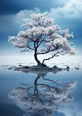 Solitary Tree Reflection