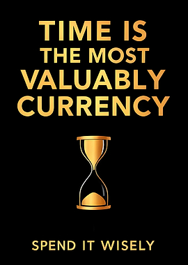 Time Is the Most Valuable Currency - Inspirational Gold Hourglass