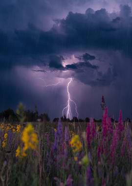 Lightning Storm Over Field