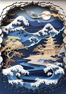 Papercut Japanese Landscape
