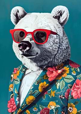 Bear in Floral Suit