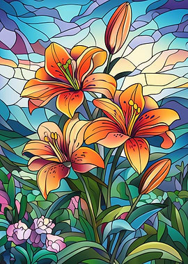 Stained Glass Lilies
