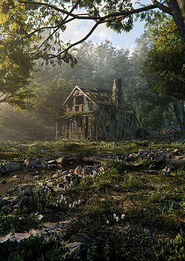 Abandoned Cabin in Forest