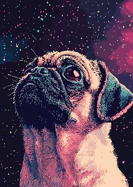 Cute Funny Retro Pug Pixel Art