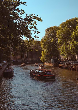 Canal Boats in Amsterdam