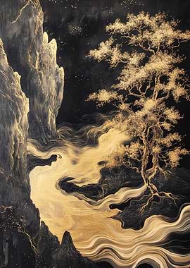 Golden Mountain Landscape