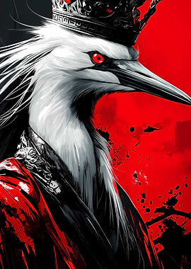 Egret Bird Crowning the Heron King Animal
