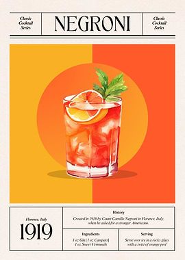 Negroni Cocktail Illustration