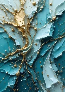 Abstract Gold & Teal Art