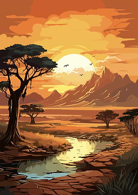African Sunset Landscape