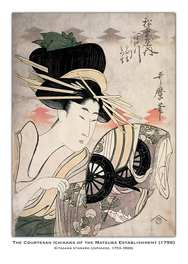 Courtesan Ichikawa Woodblock Print
