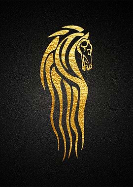 Golden Horse Abstract Art