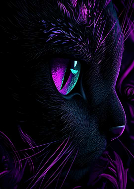 Black Cat Purple Glow
