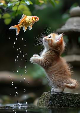 Kitten and Goldfish